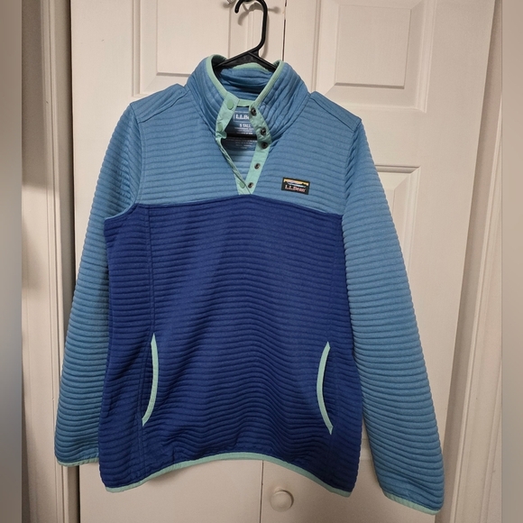 L.L. Bean Airlight Knit 1/4 Snap Mock Neck Pullover Fleece Size S Tall - Picture 1 of 6